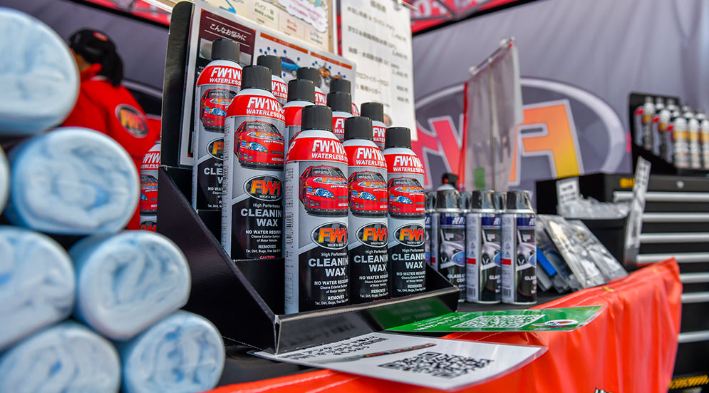 fw1 car wash and wax and GP1 glass coating on display at an event