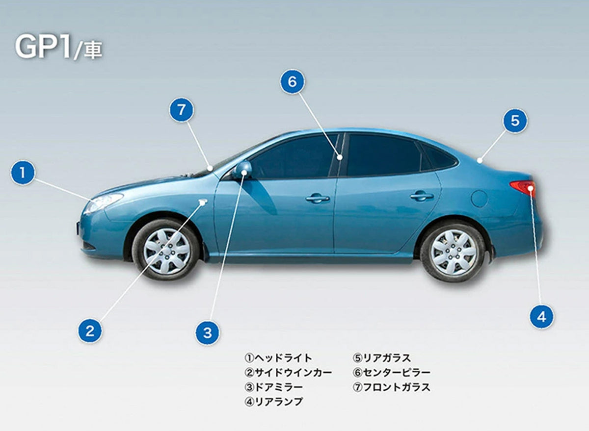 image showing where on a car GP1 glass coating can be used 